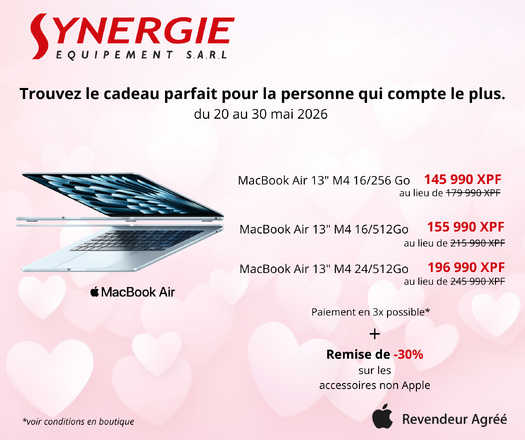 Offres spéciales MacBook Air M4 chez Synergie Équipement Offres spéciales MacBook Air M4 chez Synergie Équipement