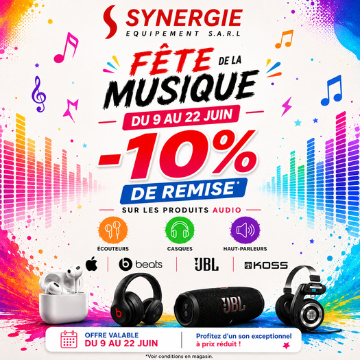 Fête de la Musique : -10% sur les produits audio chez Synergie Fête de la Musique : -10% sur les produits audio chez Synergie