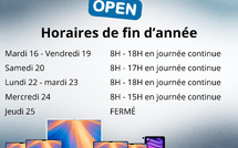 Horaires spéciales de fin d'année,