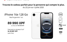 L'iPhone 16e est toujours à 89 990 XPF : profitez de la prolongation de notre offre !